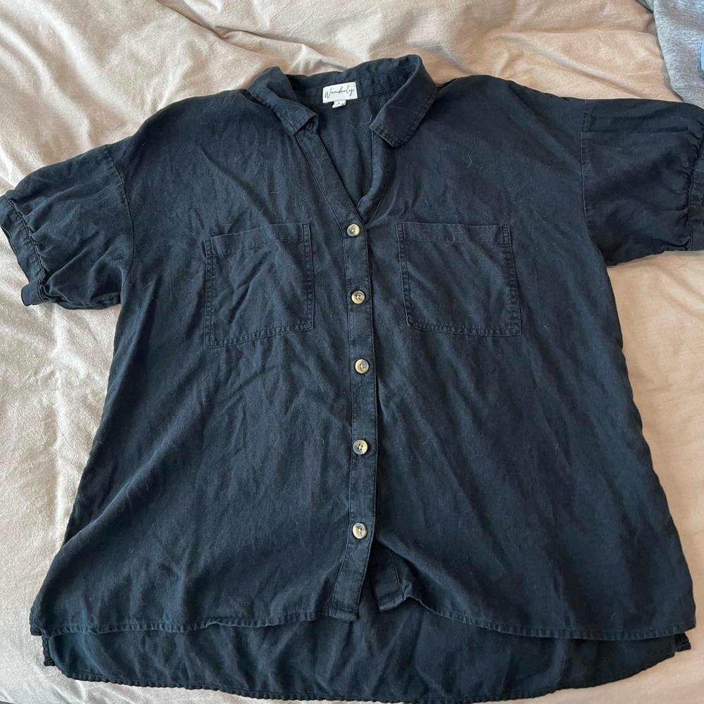 Short sleeve button down top